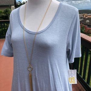 LuLaRoe Perfect T Polka Dots blue white xxs